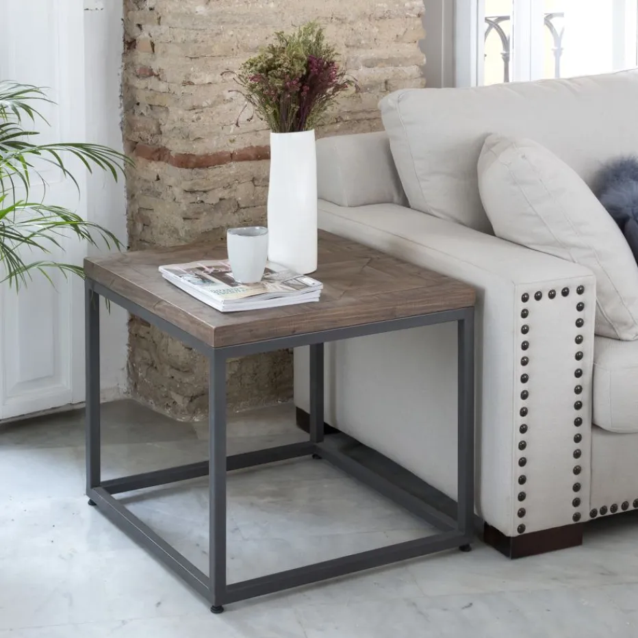 Irune Table d'appoint en bois massif et métal^Banak New