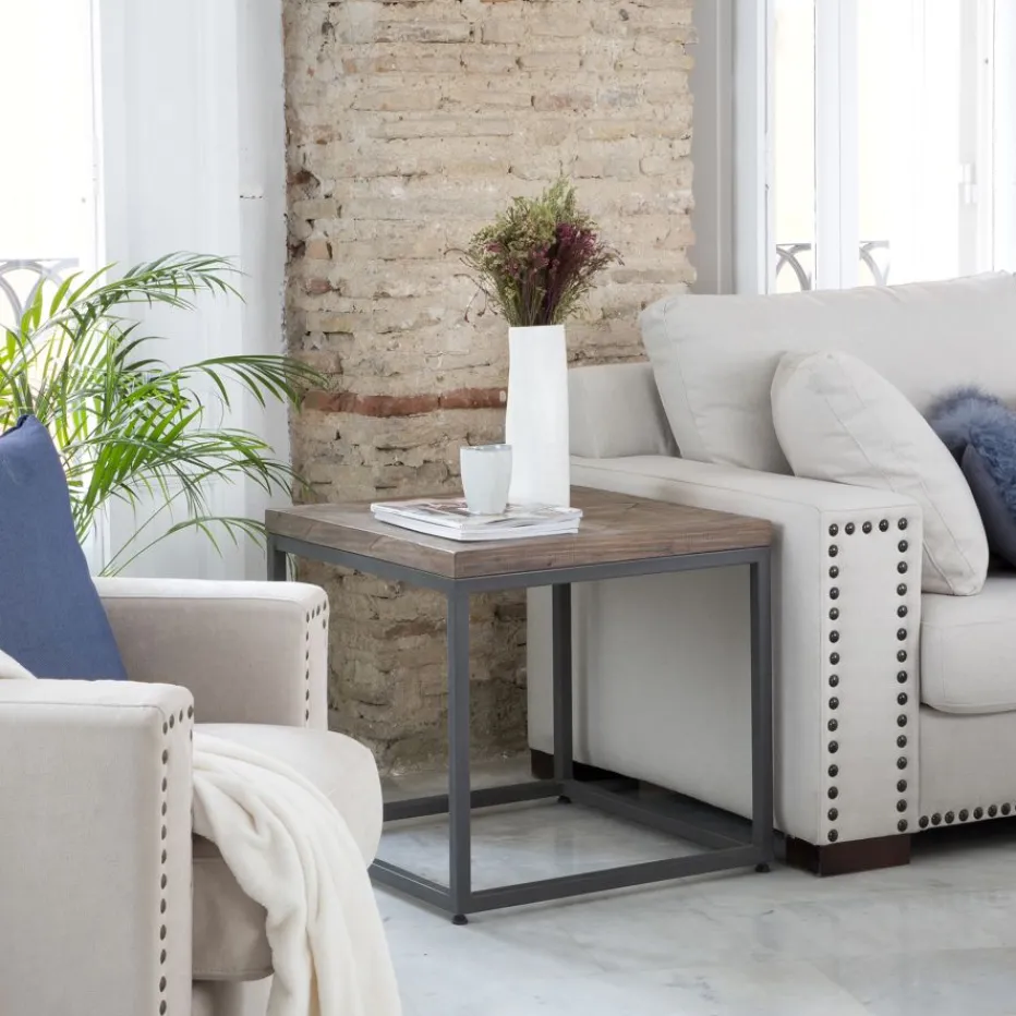 Irune Table d'appoint en bois massif et métal^Banak New