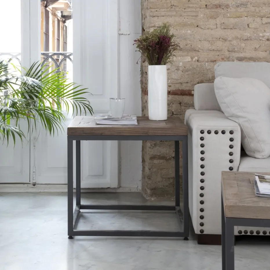 Irune Table d'appoint en bois massif et métal^Banak New