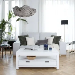 Jil Table basse relevable en bois laqué blanc^Banak New