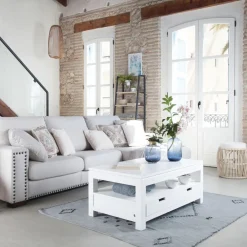 Jil Table basse relevable en bois laqué blanc^Banak New