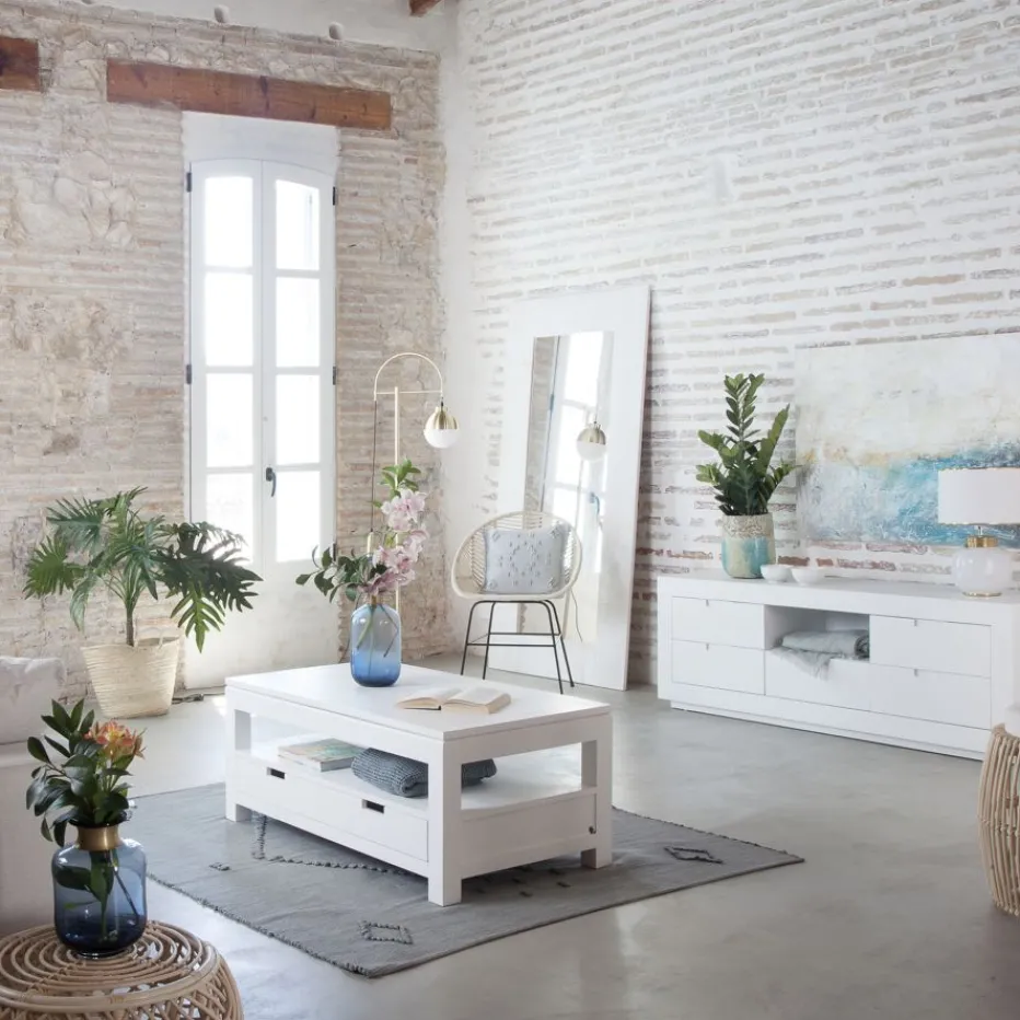Jil Table basse relevable en bois laqué blanc^Banak New