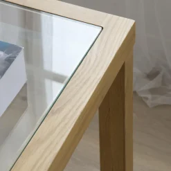 Juliet Table d'appoint en bois et verre couleur chêne naturel^Banak Online