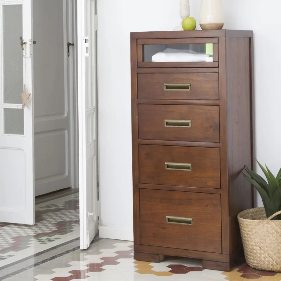 Kenia Commode en bois de teck en couleur^Banak