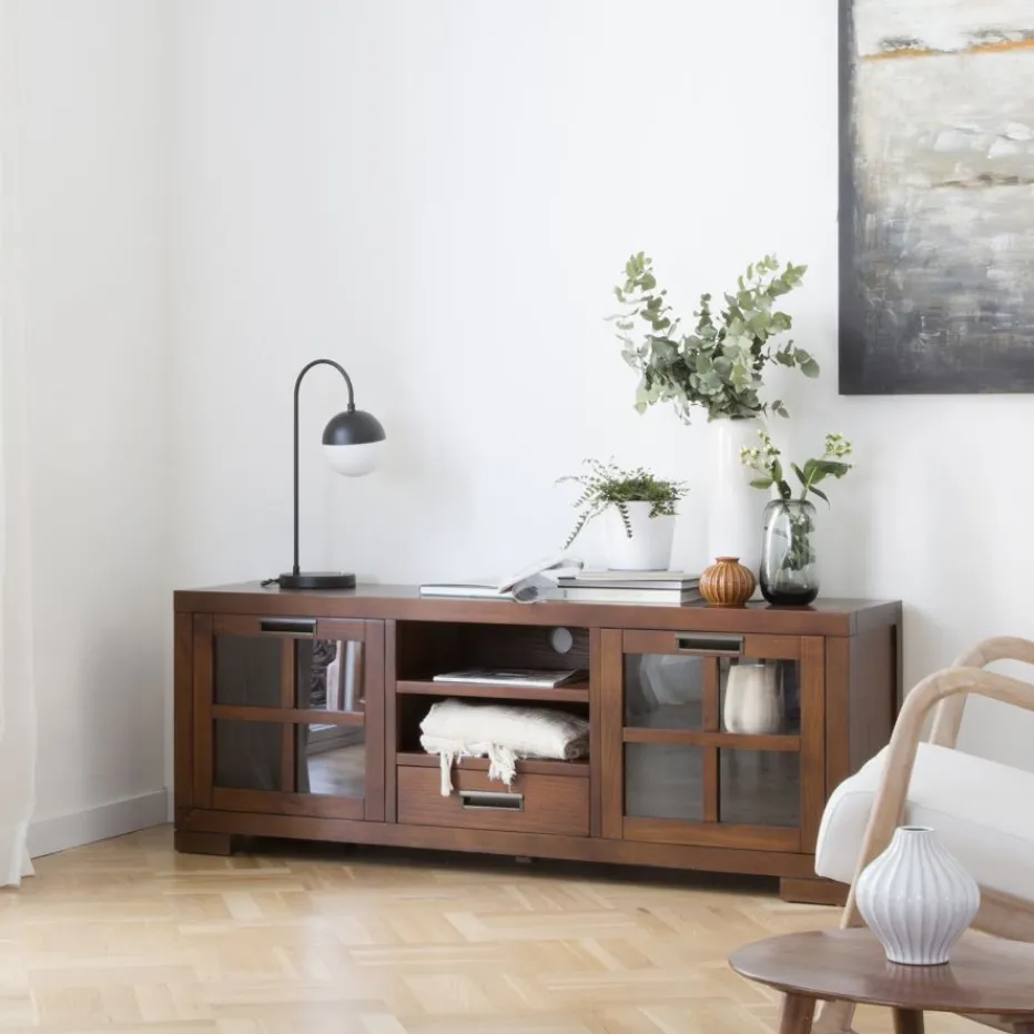 Kenia Meuble tv en bois couleur teck^Banak