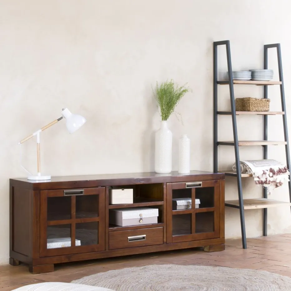 Kenia Meuble tv en bois couleur teck^Banak
