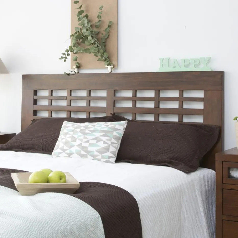 Kenia Tête de lit en bois massif pour lit de 150 et 160 couleur teck^Banak Sale