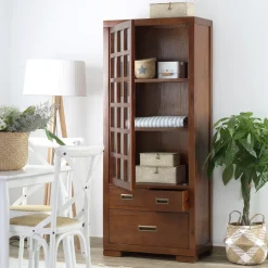 Kenia Vitrine individuelle en bois de couleur teck^Banak Online