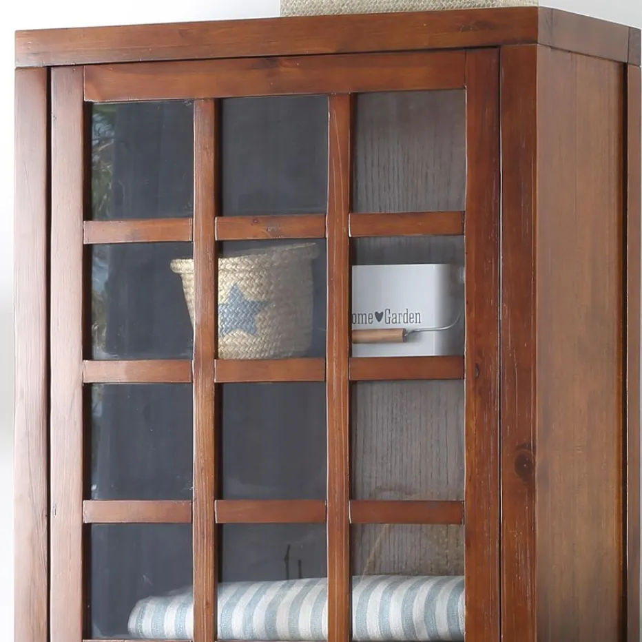 Kenia Vitrine individuelle en bois de couleur teck^Banak Online