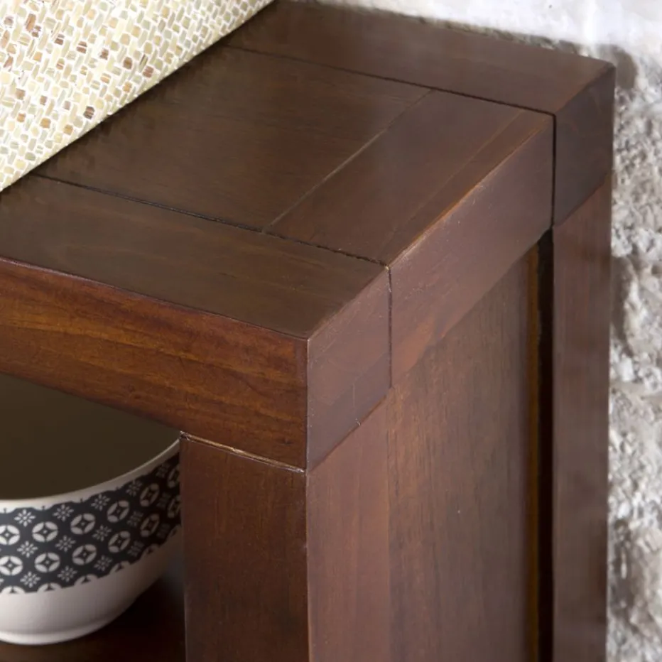 Kenia Vitrine étroite en bois couleur teck.^Banak Clearance