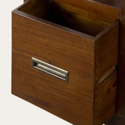 Kenia Vitrine étroite en bois couleur teck.^Banak Clearance