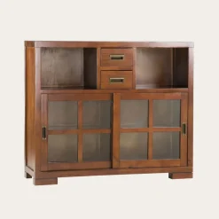 Kenia Vitrine étroite en bois couleur teck.^Banak Clearance