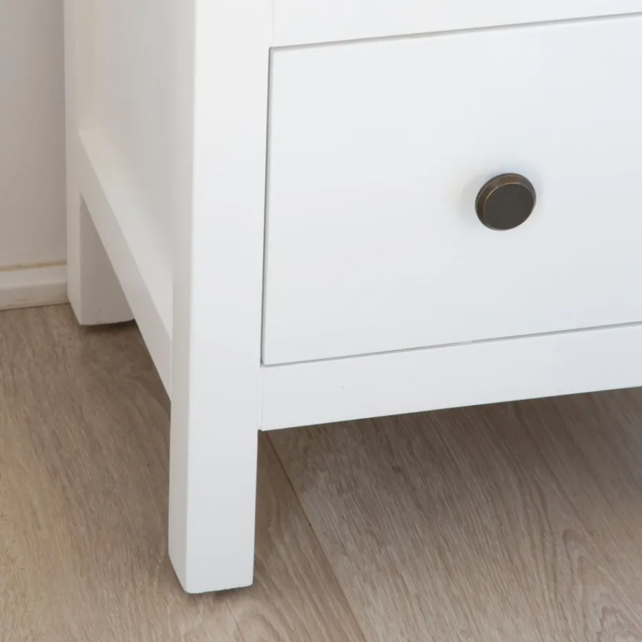 Khai Table de chevet étroite en bois laqué blanc^Banak Clearance