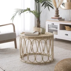 Kiev Table d'appoint en rotin naturel^Banak Clearance