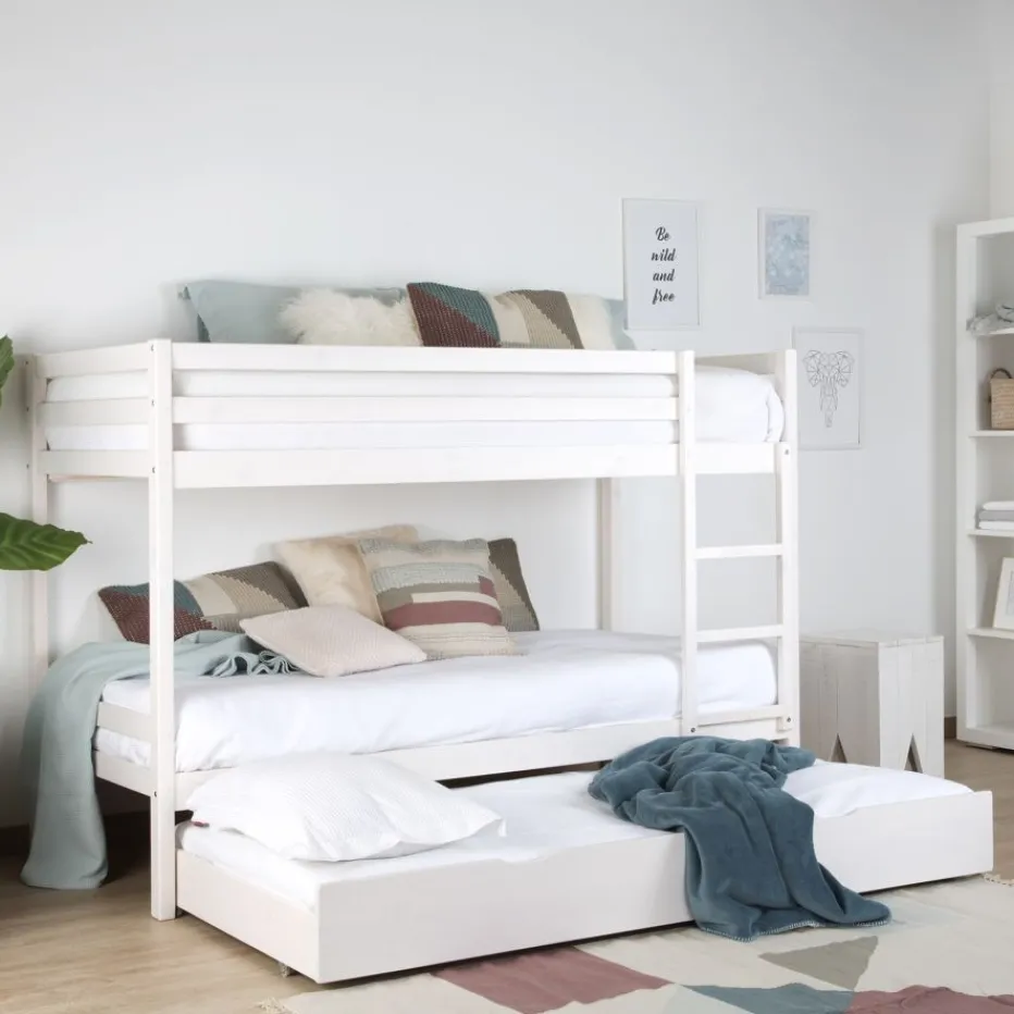 Kivu Lit avec lit gigogne laqué blanc pour matelas 90x190^Banak Discount