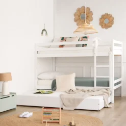Kivu Lit avec lit gigogne laqué blanc pour matelas 90x190^Banak Discount