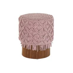 Larta Pouf rond en coton et bois^Banak Hot
