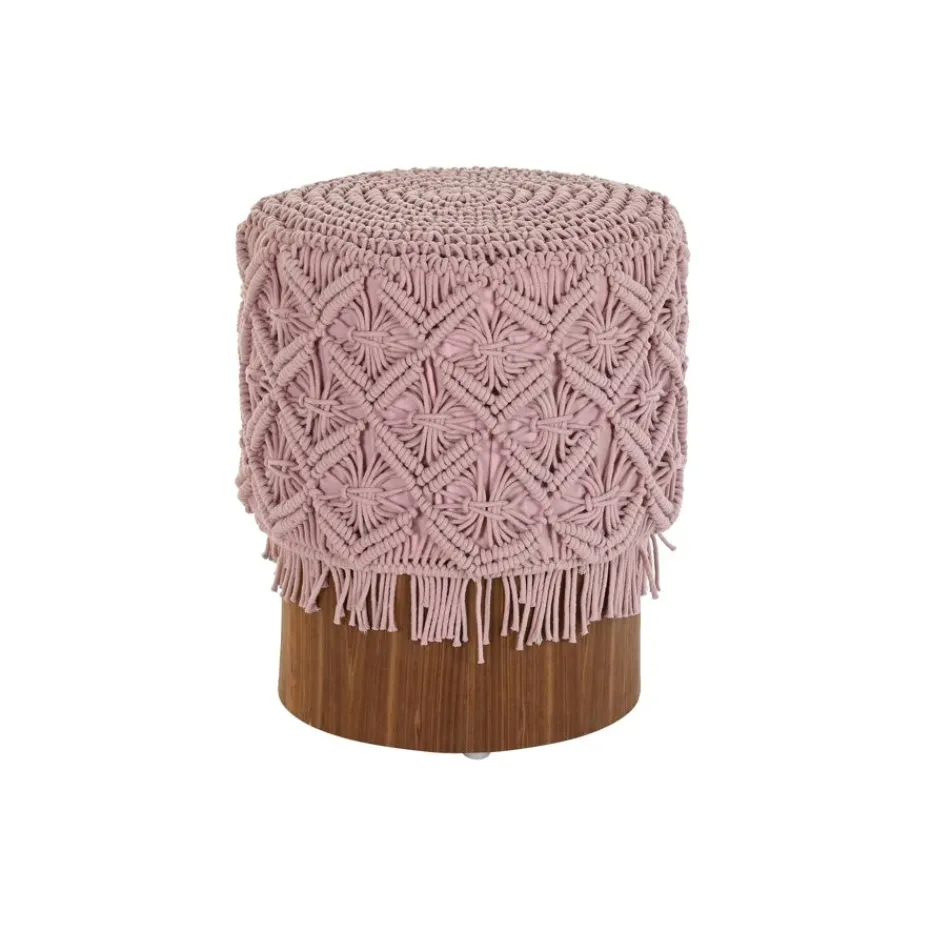 Larta Pouf rond en coton et bois^Banak Hot