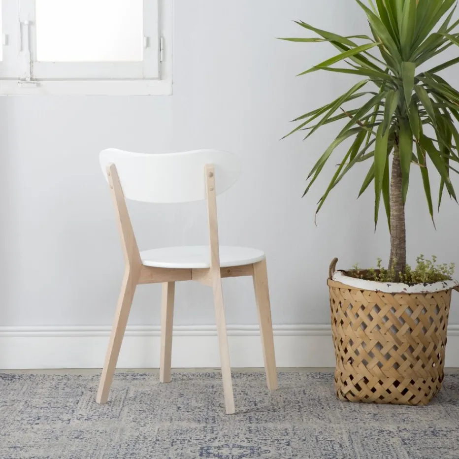 Lavia Silla de madera blanca y natural^Banak Discount