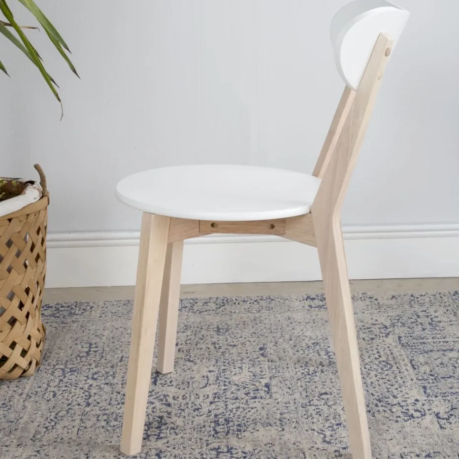 Lavia Silla de madera blanca y natural^Banak Discount