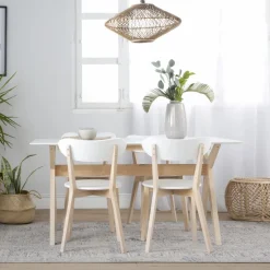 Lavia Silla de madera blanca y natural^Banak Discount