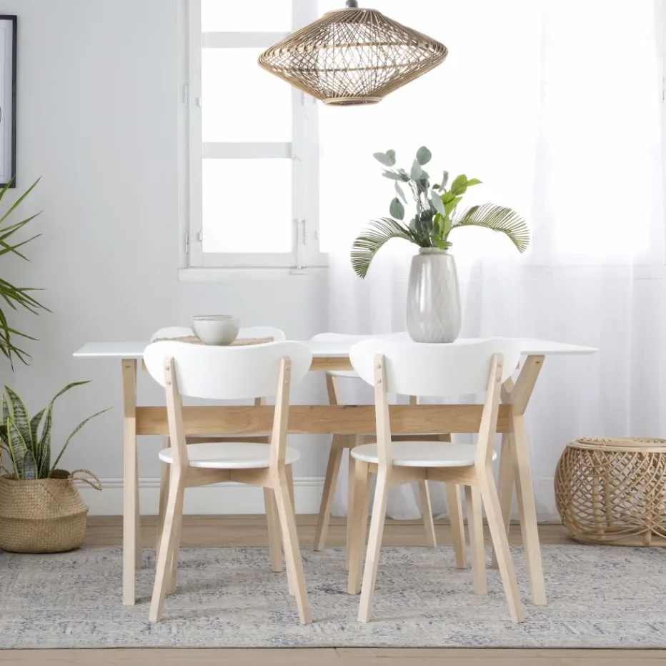 Lavia Silla de madera blanca y natural^Banak Discount