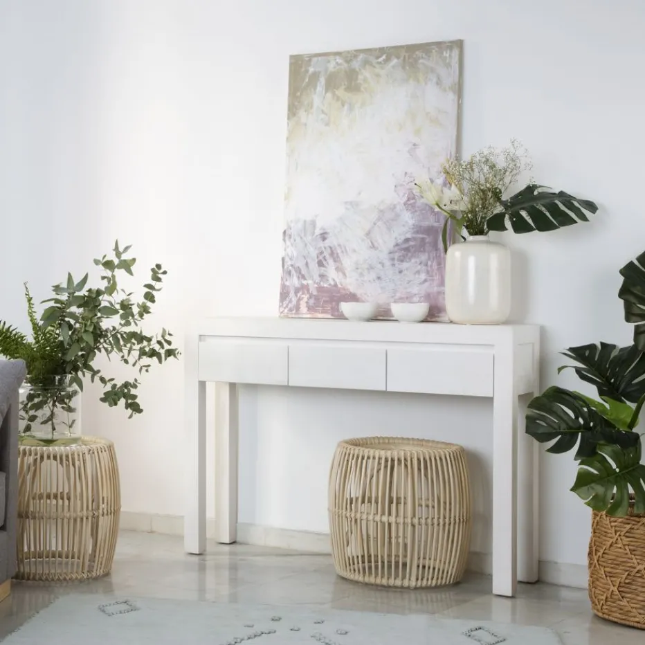 Liland Meuble d'entrée étroit en bois laqué blanc^Banak New