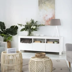 Liland Meuble tv laqué en blanc^Banak
