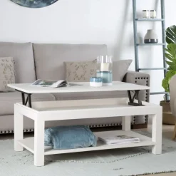 Liland Table basse relevable en bois laqué blanc^Banak