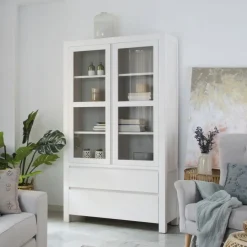Liland Vitrine en bois laqué blanc^Banak New