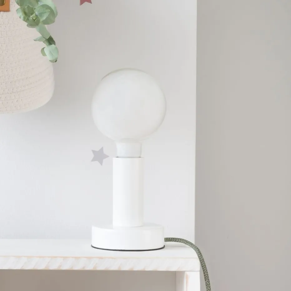 Lille Lampe de table blanche-câble vert^Banak Online
