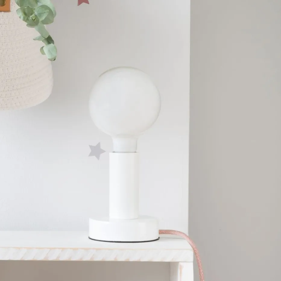 Lille Lampe de table blanche-câble rose^Banak Sale
