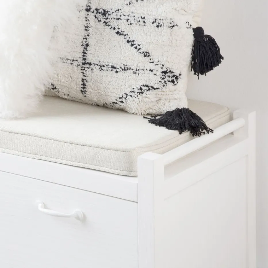 Loen Banc avec rangement et coussins laqué en blanc^Banak Online