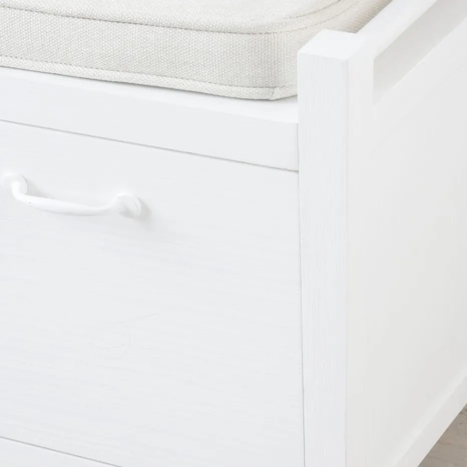 Loen Banc avec rangement et coussins laqué en blanc^Banak Online