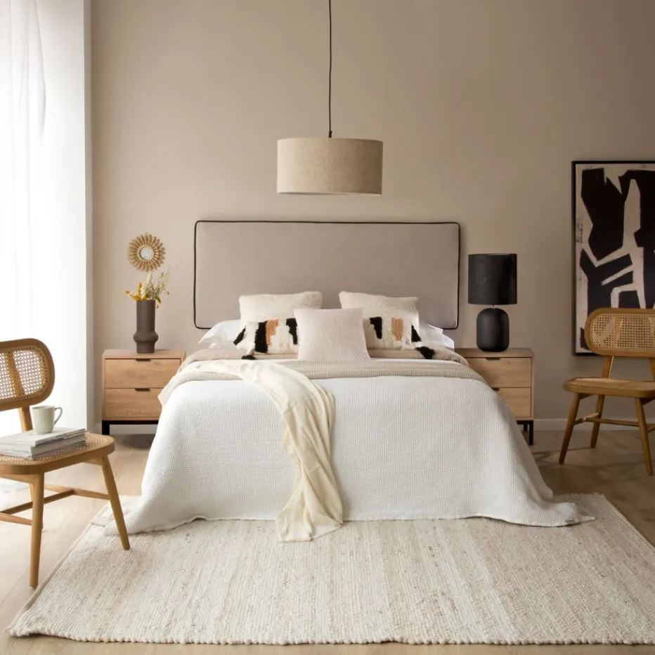 Madary Tête de lit tapissée beige pour lit de 140^Banak Hot