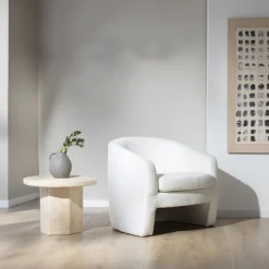 Magna Fauteuil tapissé bouclette blanche^Banak Outlet