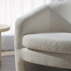 Magna Fauteuil tapissé bouclette blanche^Banak Outlet