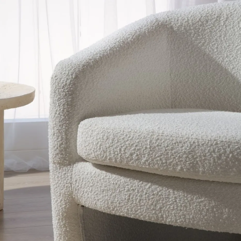 Magna Fauteuil tapissé bouclette blanche^Banak Outlet