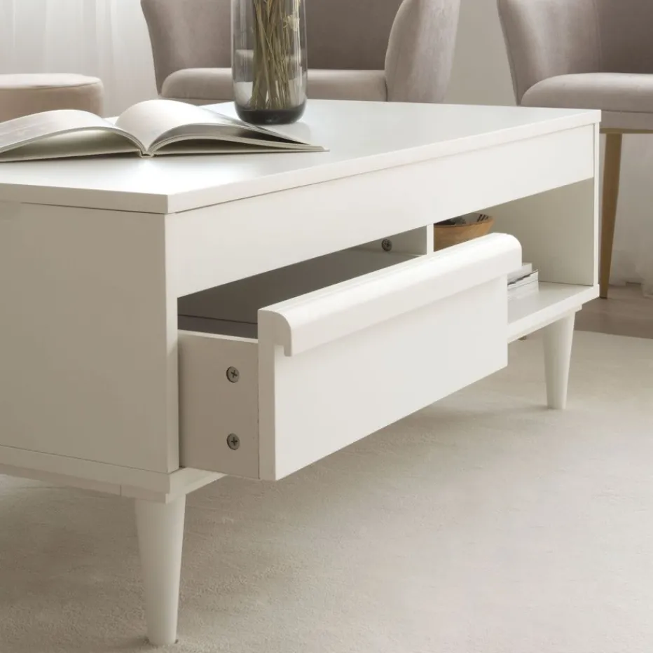 Margot Table basse relevable en bois laqué blanc^Banak New