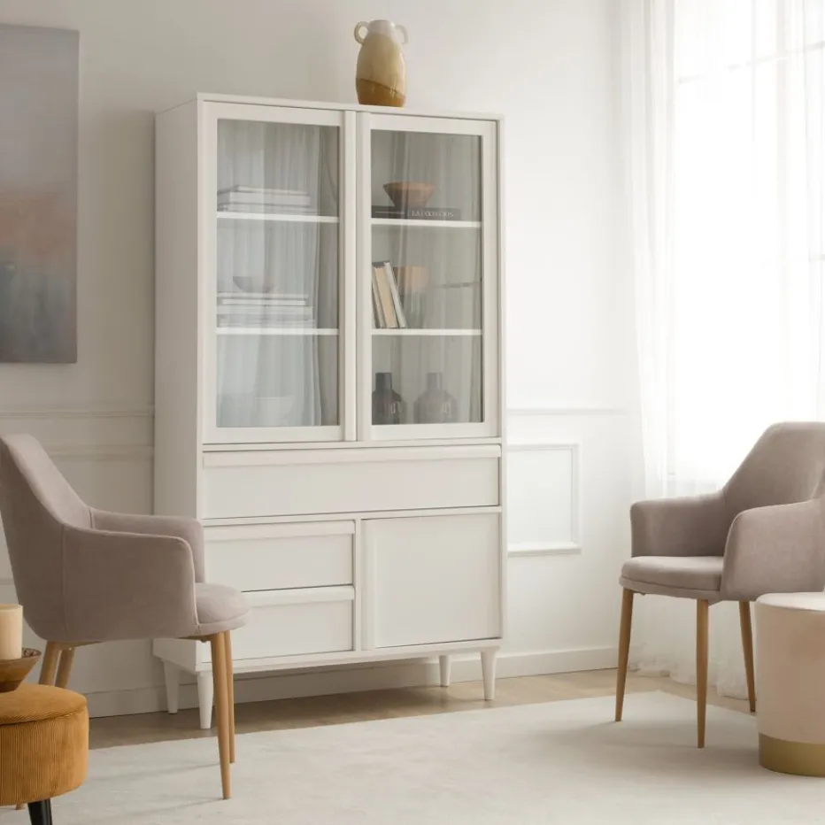 Margot Vitrine en bois laqué blanc^Banak Hot