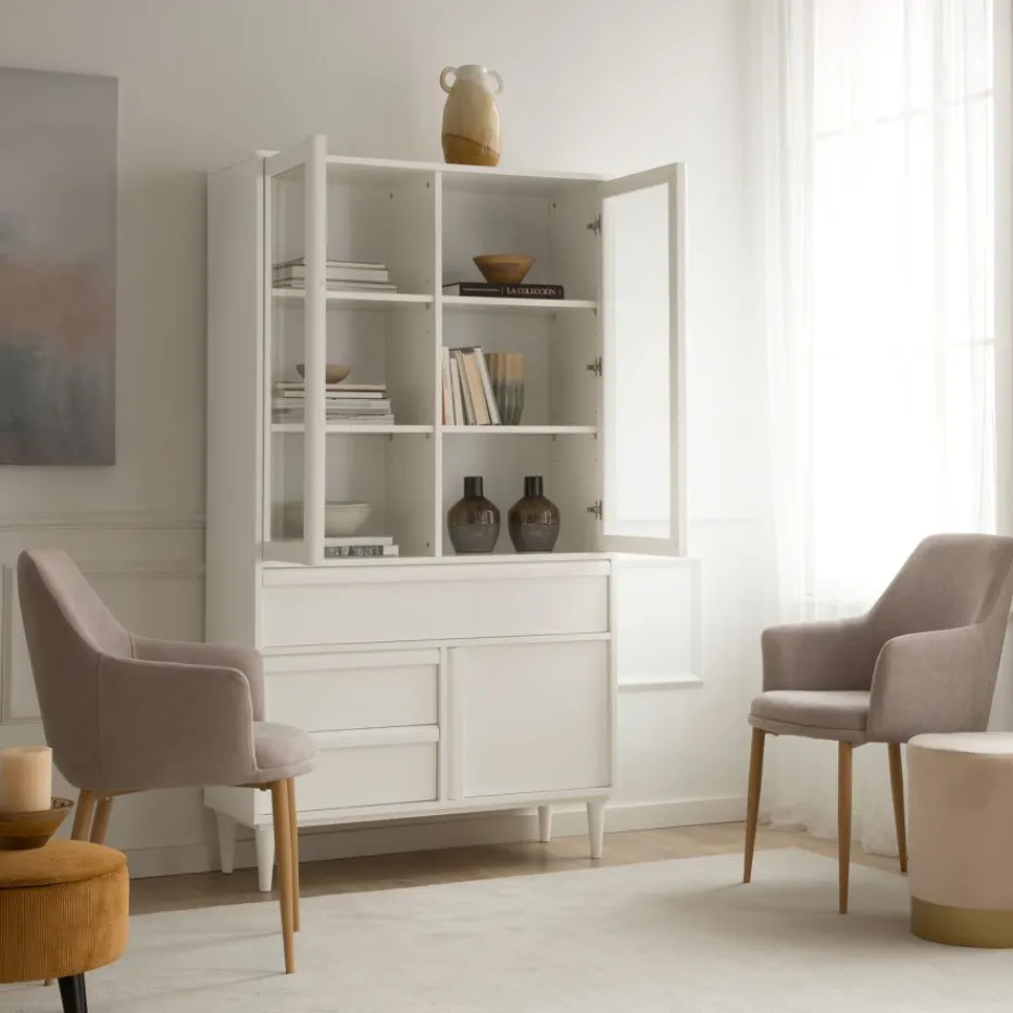 Margot Vitrine en bois laqué blanc^Banak Hot