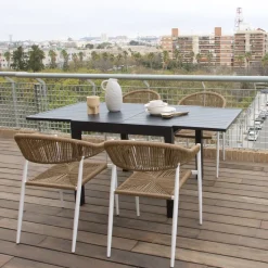 Melbu Chaise de jardin en rotin synthétique et aluminium blanc^Banak Discount