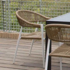 Melbu Chaise de jardin en rotin synthétique et aluminium blanc^Banak Discount