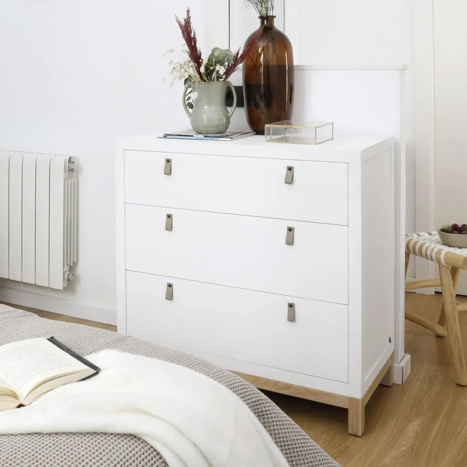 Milos Commode en bois blanc et naturel^Banak Hot