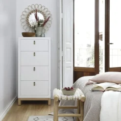 Milos Commode en bois blanc et naturel^Banak Outlet