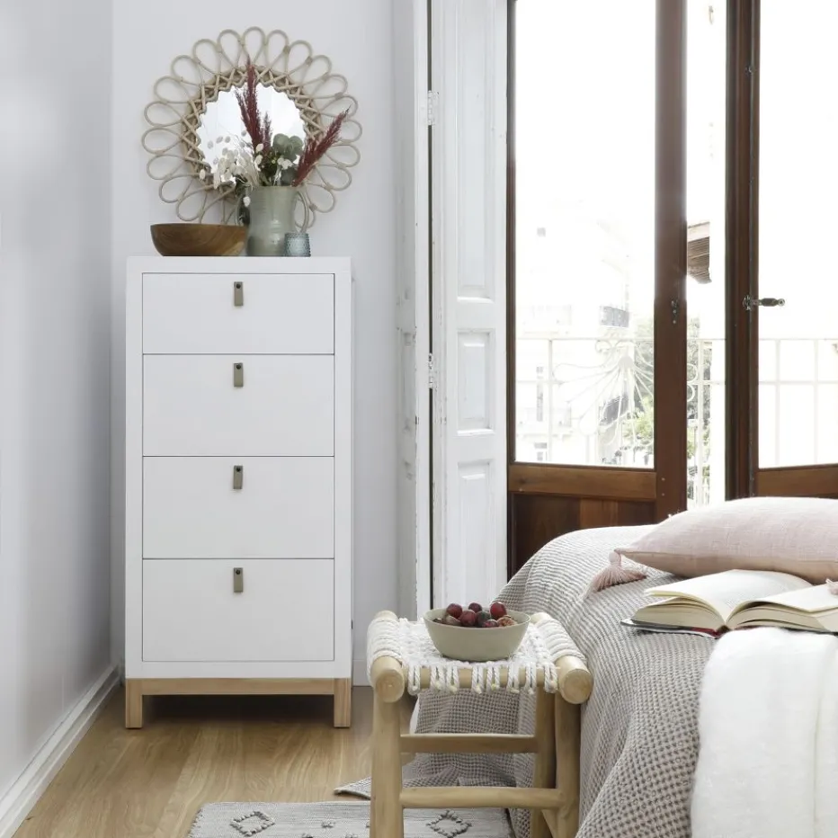 Milos Commode en bois blanc et naturel^Banak Outlet