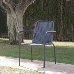 Mink Chaise de jardin en corde de couleur anthracite et en aluminium graphite^Banak Best