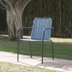 Mink Chaise de jardin en corde de couleur tourmaline et en aluminium graphite^Banak Best