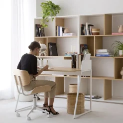 Monet Bureau en chêne clair et métal blanc^Banak