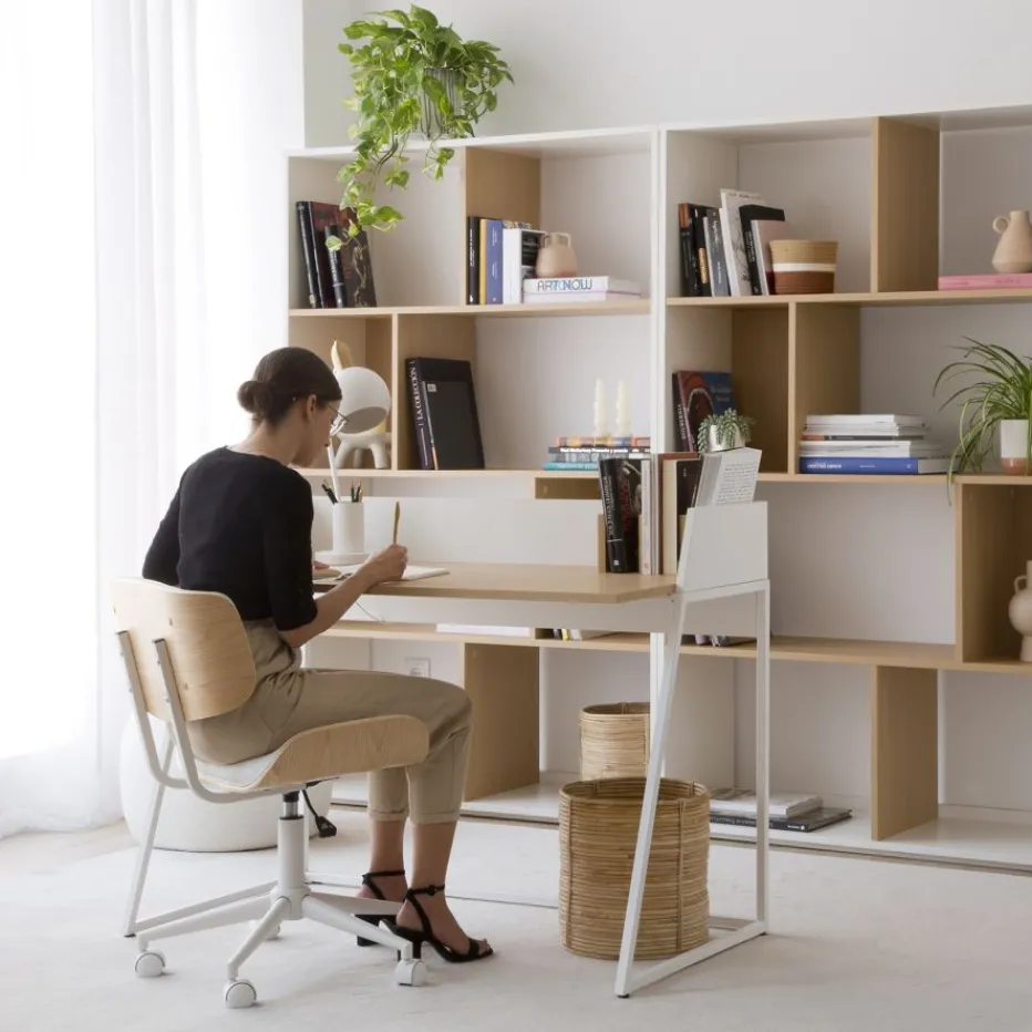 Monet Bureau en chêne clair et métal blanc^Banak